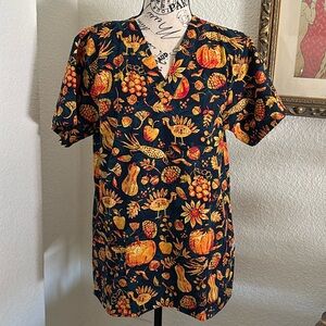 NWOT Thanksgiving/Fall Scrub Top